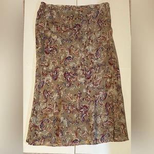Tan Maxi Skirt with colorful design spread through out